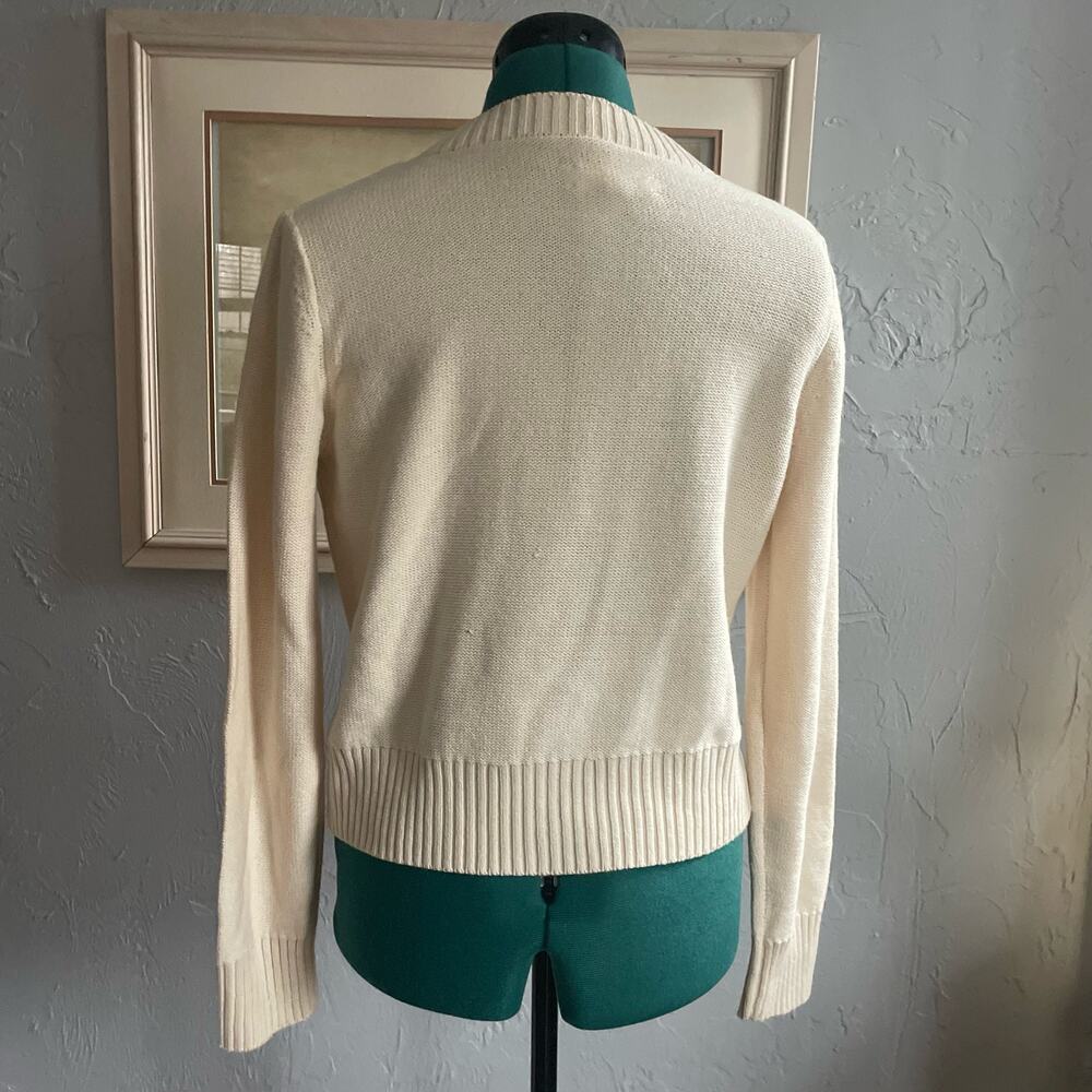 Lucky Brand Cream Cottage Dainty Country Floral Embroidered Grandma Cardigan S - Picture 3 of 9